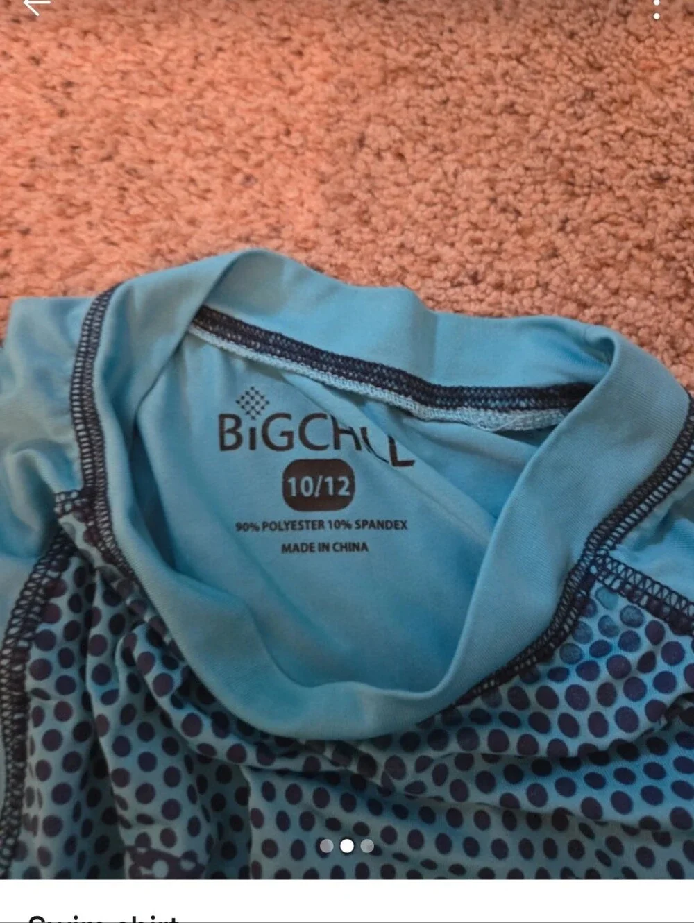Big Chill Teal and Navy Polka Dot Long Sleeve Swim Top